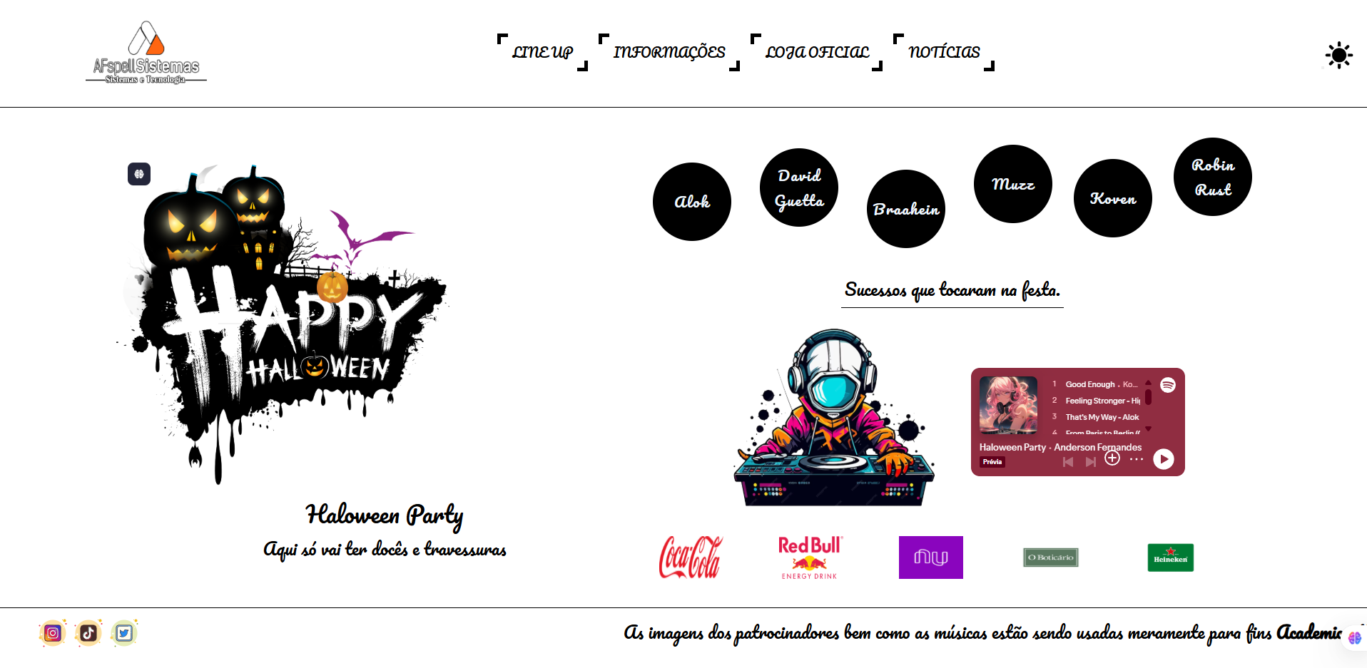 imagem do site de evento